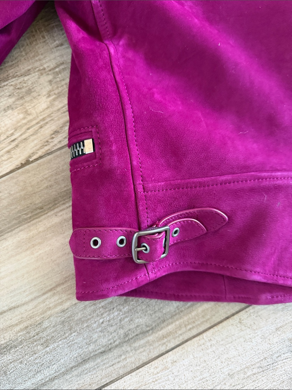 Coach Magenta Suede Moto Jacket - Picture 10 of 10